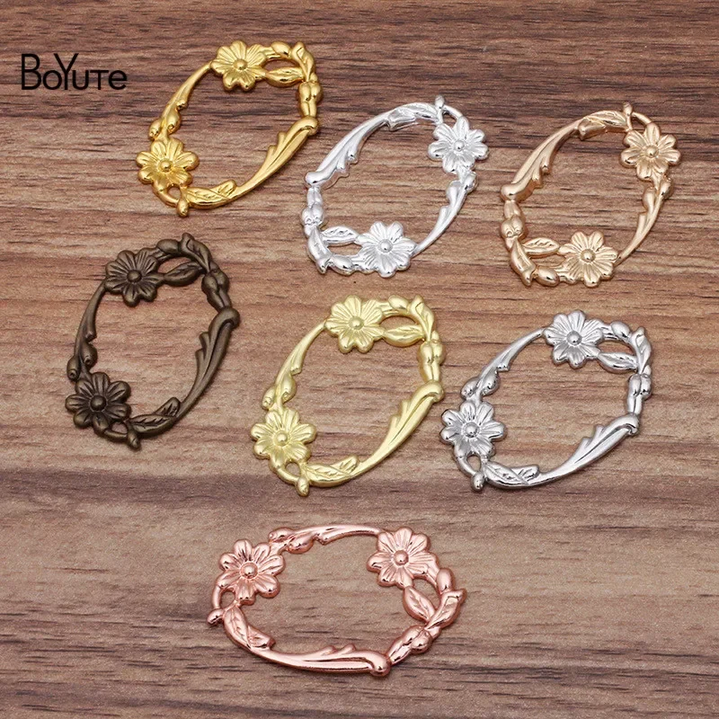 BoYuTe (20 Pieces/Lot) 45*30MM Metal Brass Flower Charms 7 Colors Wholesale DIY Hand Made Jewelry Materials