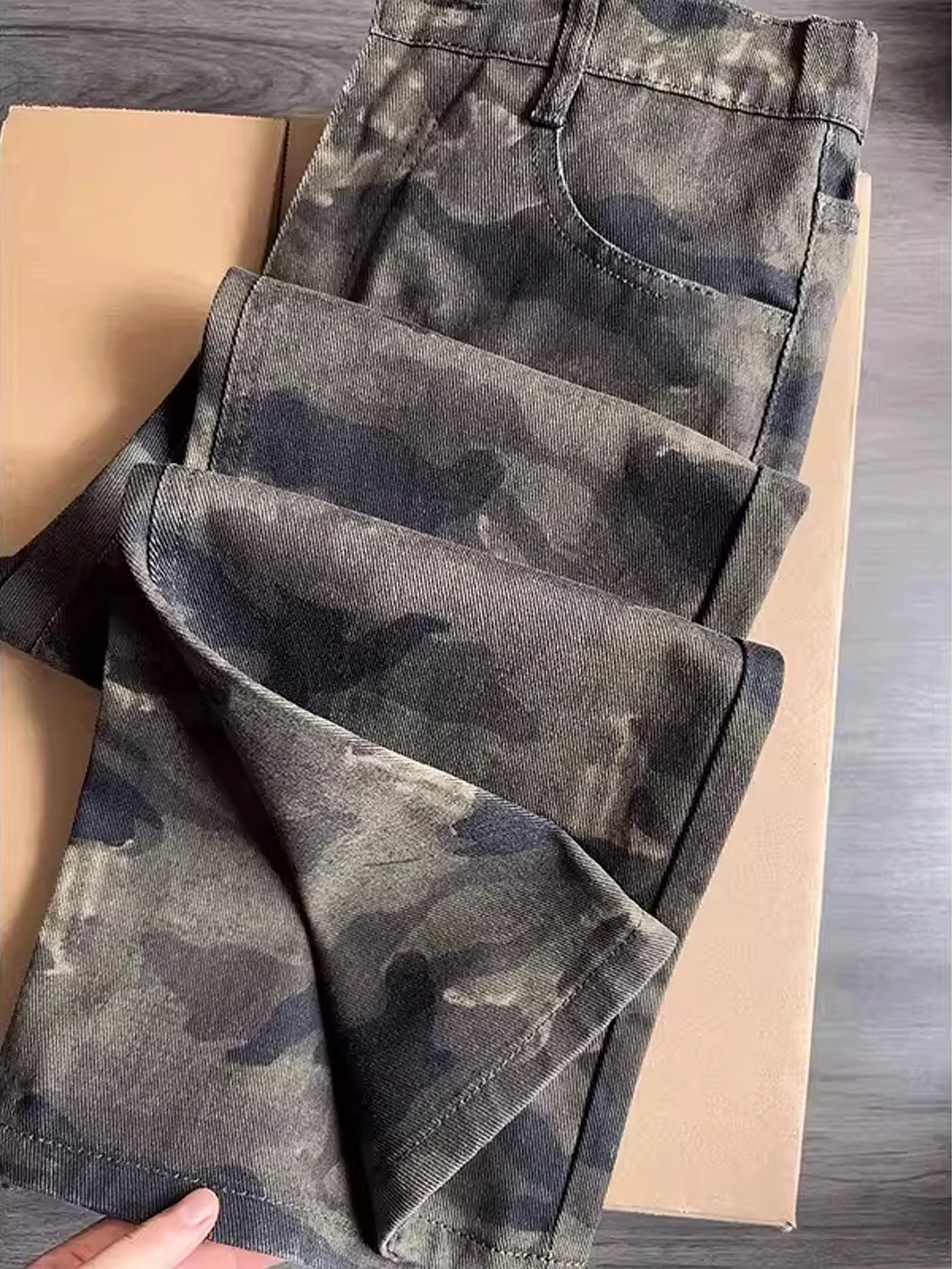 

Ретро американские уличные камуфляжные джинсы Thiened Fce Slim Fit, мужская осенне-зимняя рабочая одежда, повседневные брюки, расклешенные брюки