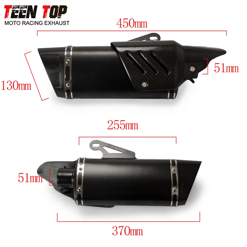 51MM Universal Motorcycle Muffler YZF-R1 MT-10 FZ09 Tacer9 XSR900 YZF-R7 Bolt950 XADV750 ZX-14R Exhaust Muffler Sport Tailpipe