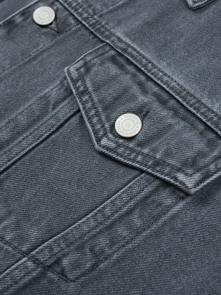 SIMWOOD-Veste en Denim Surdimensionnée pour Homme, Combinaison Classique Délavée, 12oz, Nouvelle Collection Automne 2024