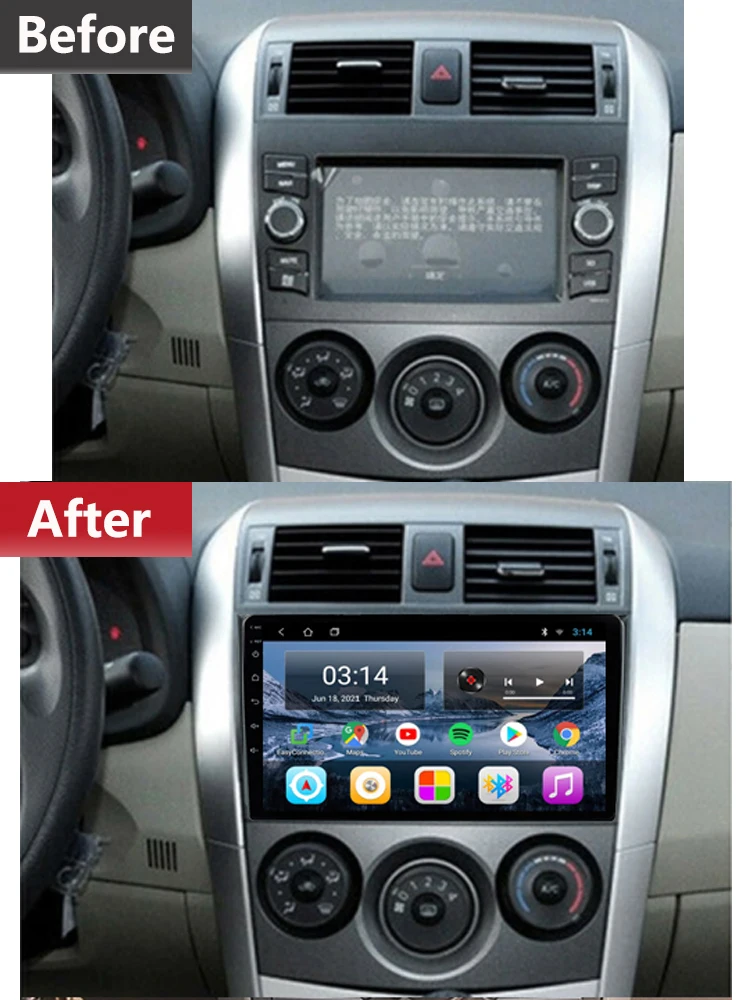 Car Radio For Toyota Corolla 2006 - 2013 Android 12 Autoradio Multimedia Stereo Player Bluetooth Quad-Core 2GB+32GB 9