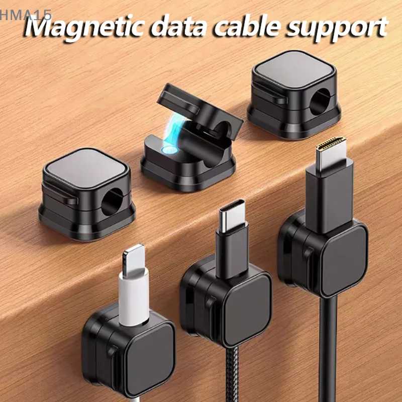 [EL]6PCS Black Magnetic Cable Management Clips Multi-Colored Cord Organizer Desk & Wall Mounted Hooks For Phone Data & Charger