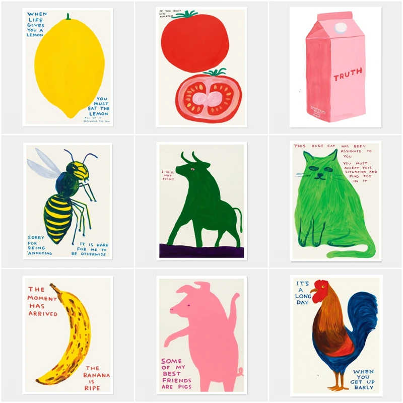 Vintage Colorful Poster Milk Banana Coffee Prints Canvas Painting Retro Trendy Wall Art Picture for Living Room Home Decorati