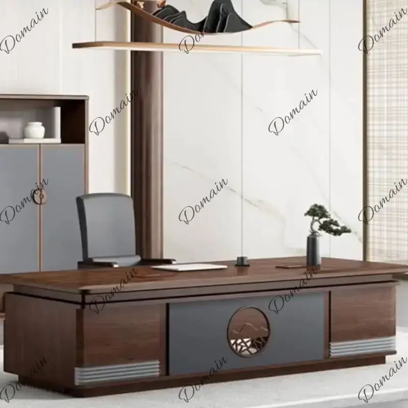 XY Wooden Modern Executive Office Desk Designer Brown Large Luxury Computer Desks Standing Drawers Mesa Para Computador Furnitur