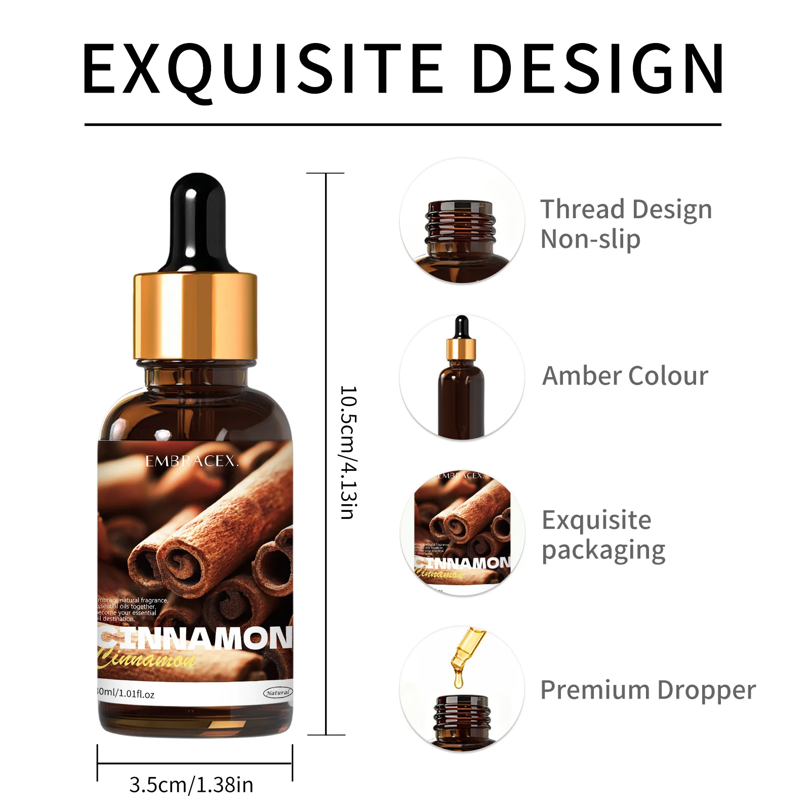 30ml Cinnamon Pure Plant Essential Oil Car Supplies, For Diffusers, DIY Projects, Candle Making, Gift For Friends, Aromatherapy