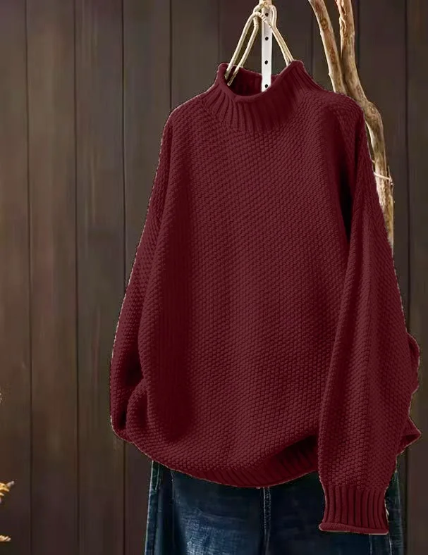 Damen-Pullover mit halbem Rollkragen und langen Ärmeln in Übergröße (Freizeitkleidung) ​ – Detail 17