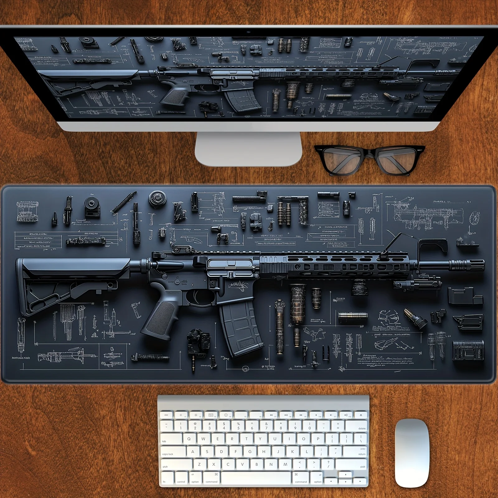 

Gun Large Washable Mouse Pad Rubber Non-Slip Desk Gadgets Pc Setup Accessories Office Mouse Mat Setup Extended Pad Mousepad