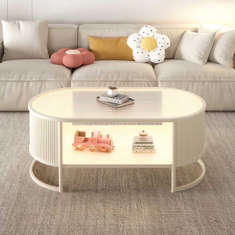 Modern Textured Coffee Table Elegant Premium Trendy Beauty Coffee Table Artistic With Storage Table Basse Salon Furniture