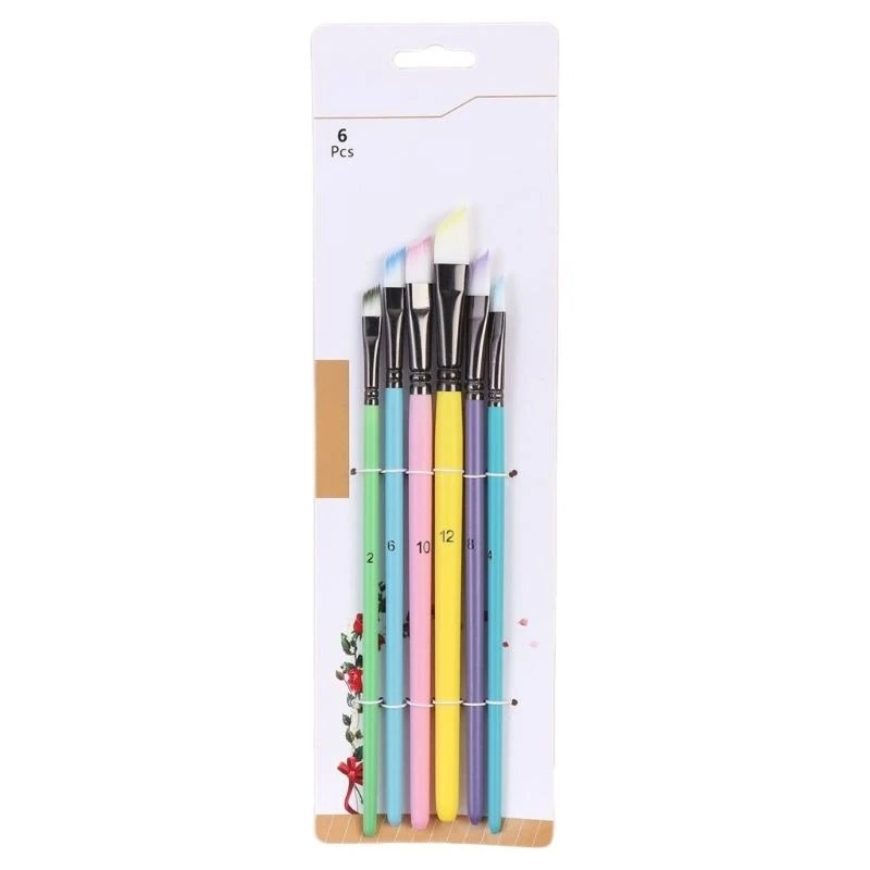 W89C 6PCS Professional Paintbrush Artist Paint Brush Nylon Bristle Paint Brush for Watercolor Gouaches Acrylic Oil Painting