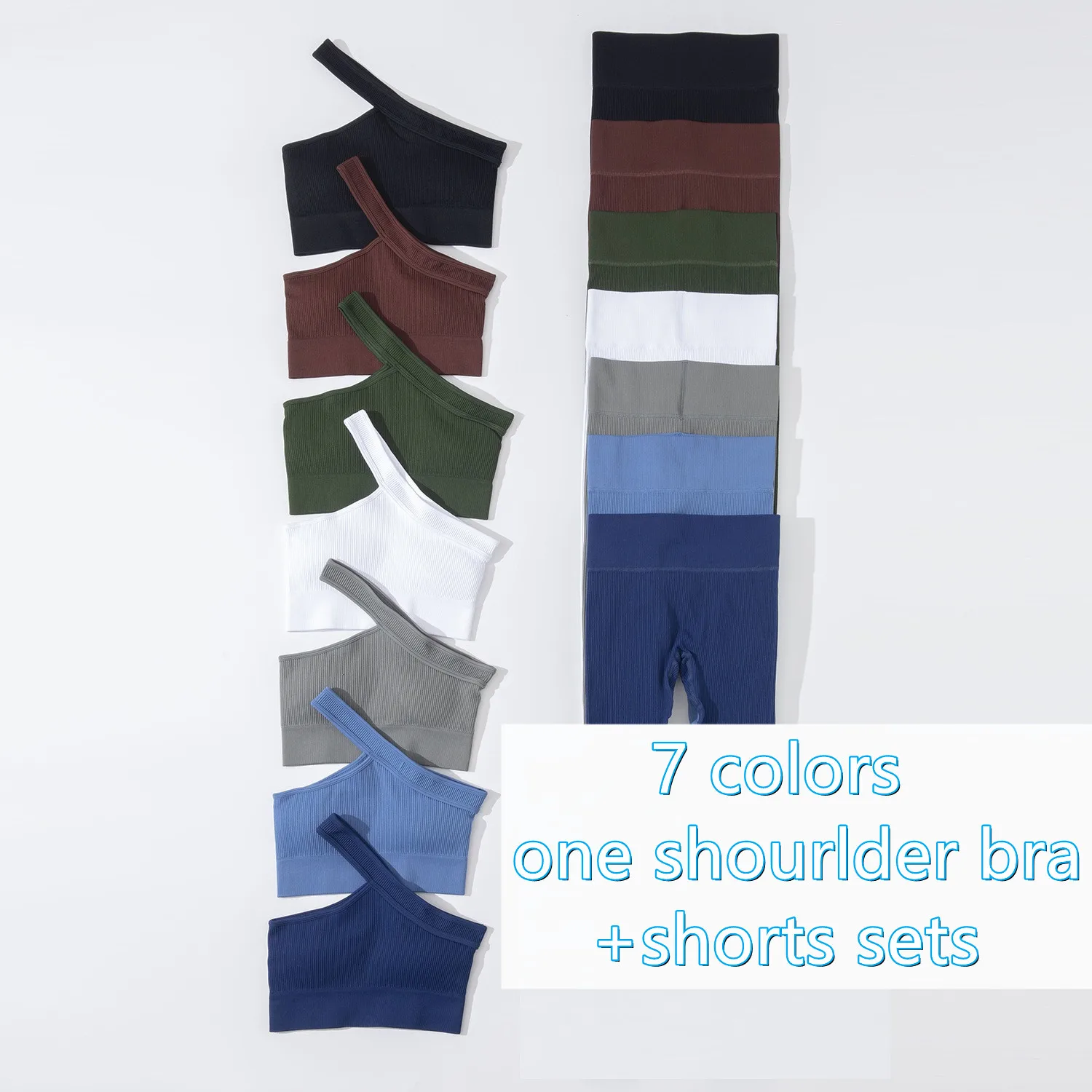 

Seamless High Waist Ribbed Shorts Set Fitness Suit Yoga Women Activewear Workout Clothes Gym Wear