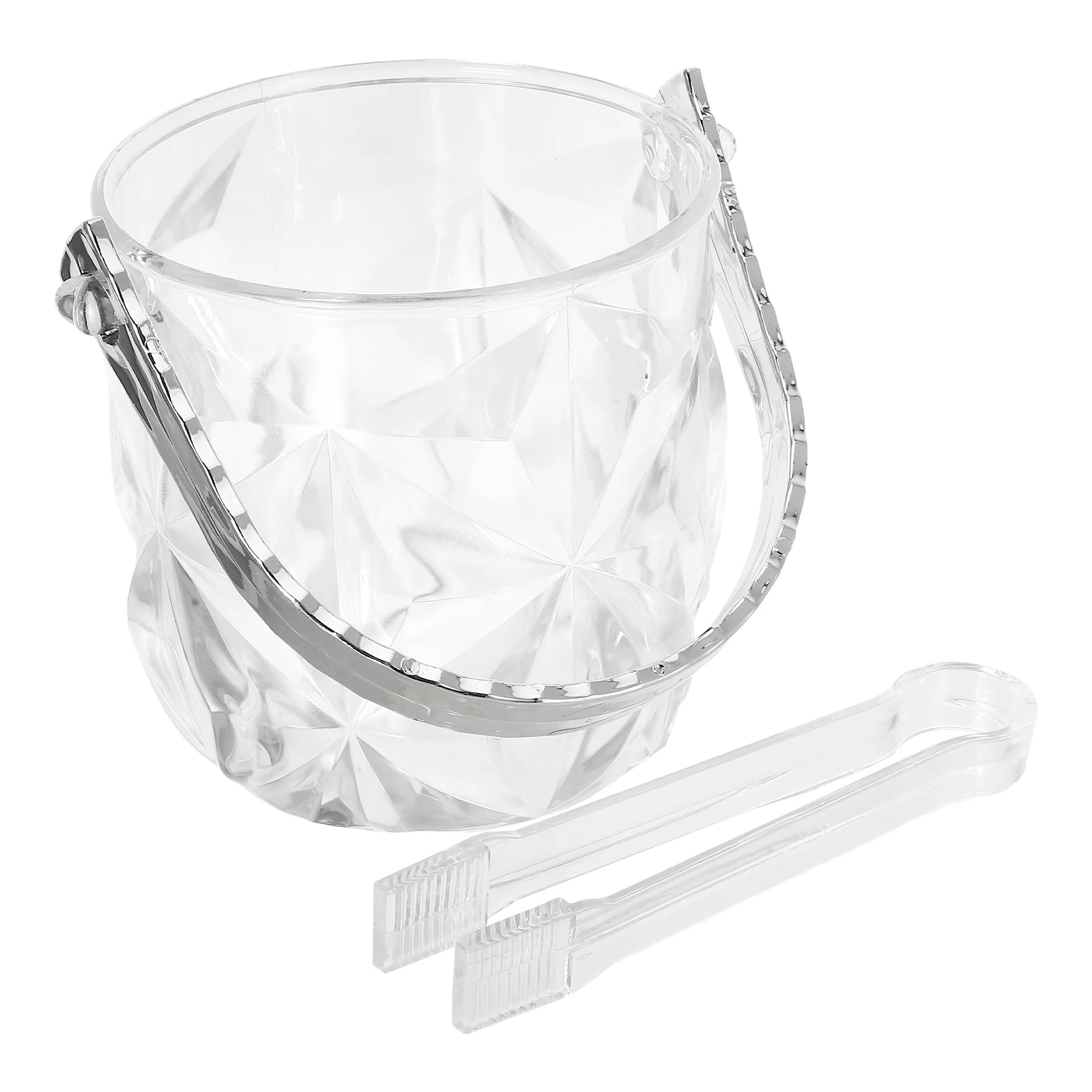 

Portable Ice Bucket Set and Tongs Refreshing Transparent Beverage Tub Plastic