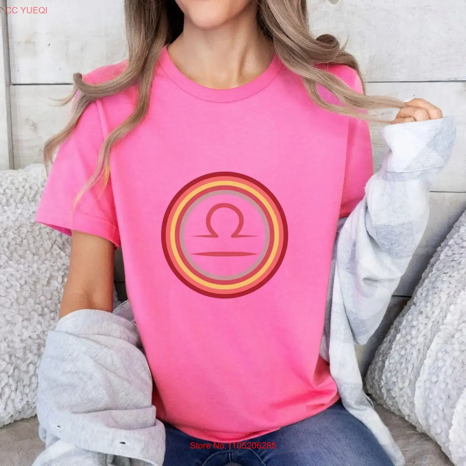 Libra Rainbow Circle T Shirt Colored Birthday Scales Star Sign Symbol Vintage Retro Astrology Zodiac vintage Washed