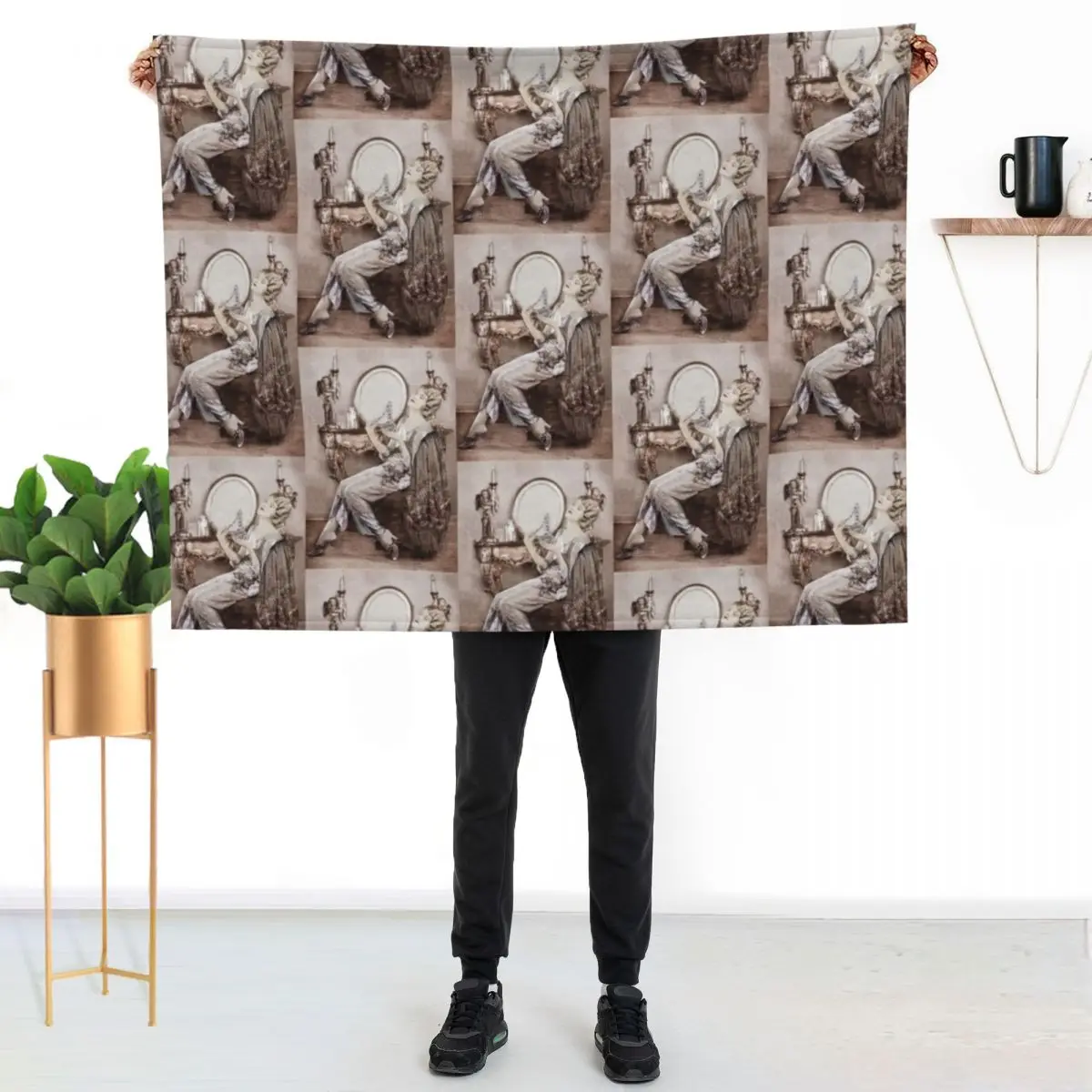 Vintage Glam Gal with Bottle of Perfume Throw Blanket Vintage christmas decoration Furrys Comforter Custom Sleeping Bag Blankets