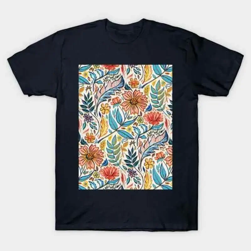 Vivid Colorful Art Nouveau Floral T Shirt S 5XL Fast Shipping