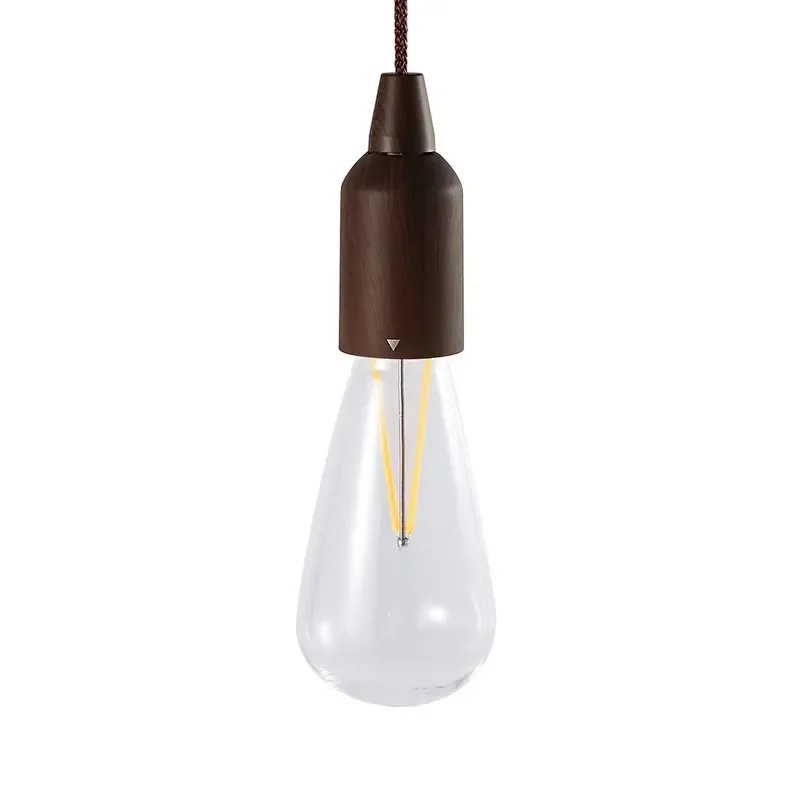 for Portable Pull Cord Light Bulb Hanging Lantern for Indoor Outdoor Camping Adjustable Strap Battery Operated
