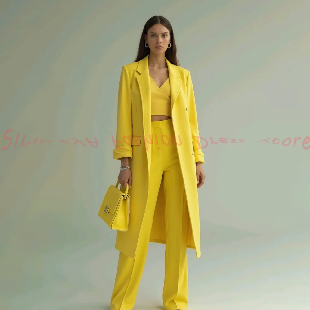 

Smart Casual 2 Pieces Prom Party Luxury Tuxedo Long Coat Jacket Pants Female Suit Conjunto De Dos Piezas Para Mujer Elegante