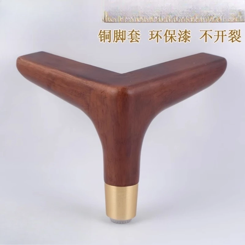Solid wood three-pronged feet coffee table feet walnut oak gold sofa feet antique wood legs
