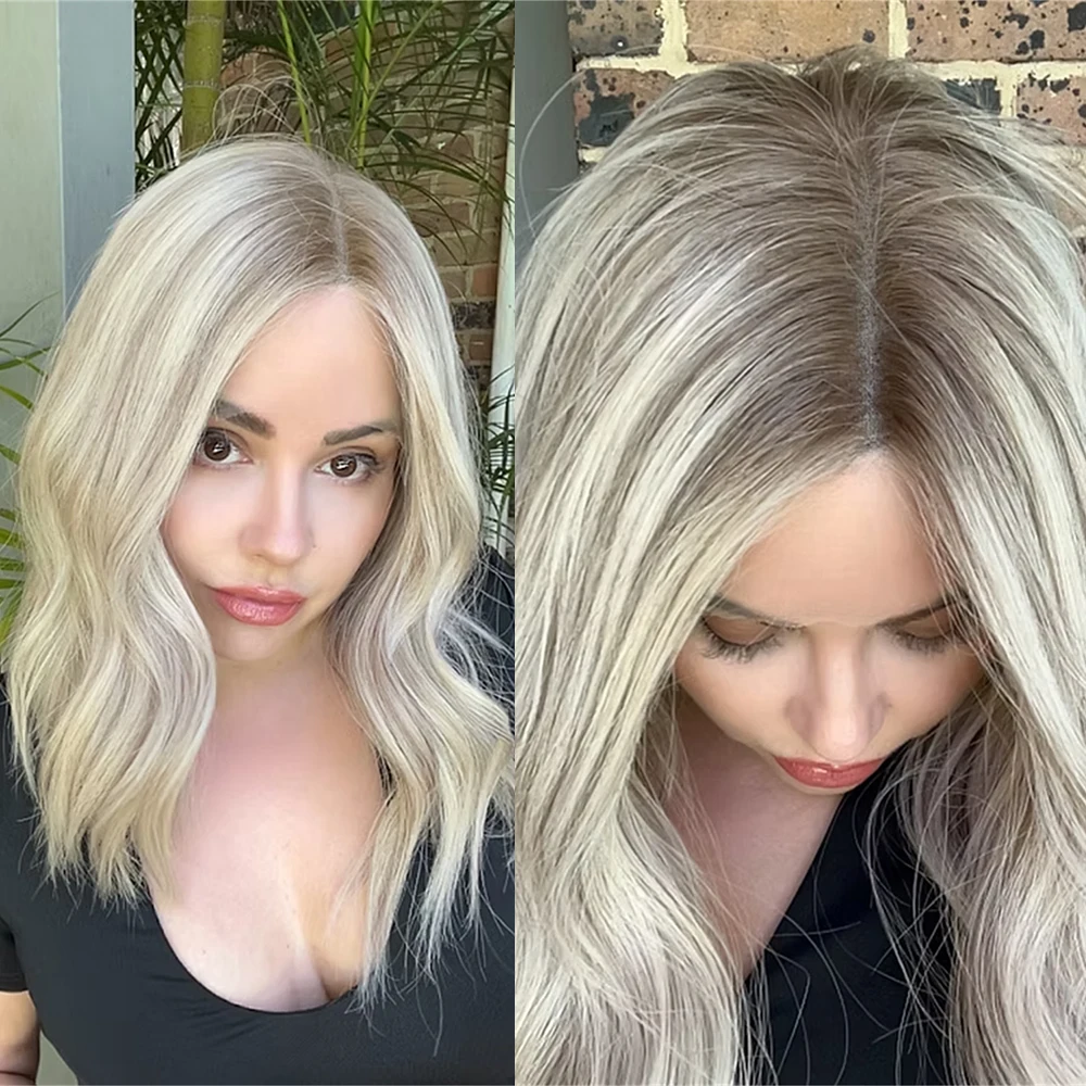 

Короткий парик-каре омбре в оттенках пепельного блонда с кружевной передней частью, для вечеринок и повседневной носки, с предварительно проработанной линией роста волос, 13x4, синтетический парик с кружевной передней частью и имитацией корней