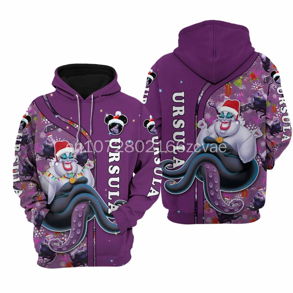 Ursula Christmas 3D Hoodie/ Unisex Hoodie/ Zip Hoodie /Disney 3D hoodie/Ursula3D Hoodie