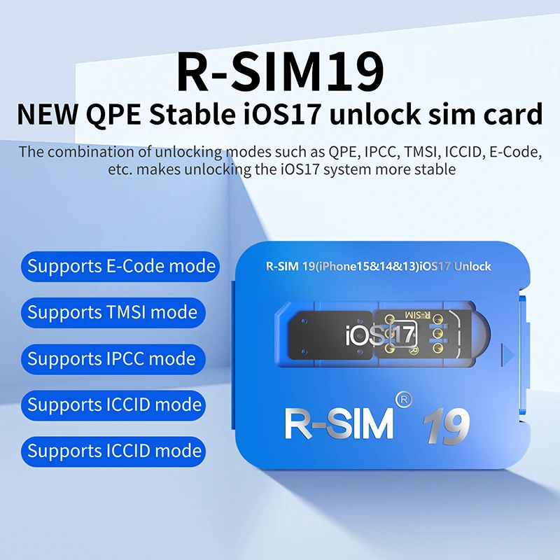 R-SIM19 baru QPE stabil IOS17 kartu rilis untuk berbagai Apple 6-17 Unlock