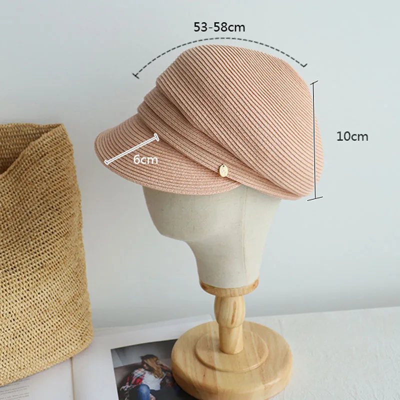 Boinas de diseñador japonés para mujer, sombrero de paja de moda informal, sombreado, protección solar, sombrero para el sol, Newsboy gorra Retro,