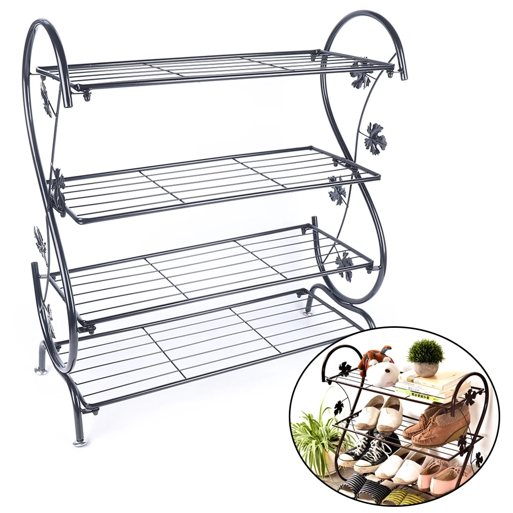 Bymaocar 4 Tiers Entryway Shoe Display Rack Ladder-Shaped Cabinet Organizer Stand Book Shelf Outdoor Flower Pot Plant Holder