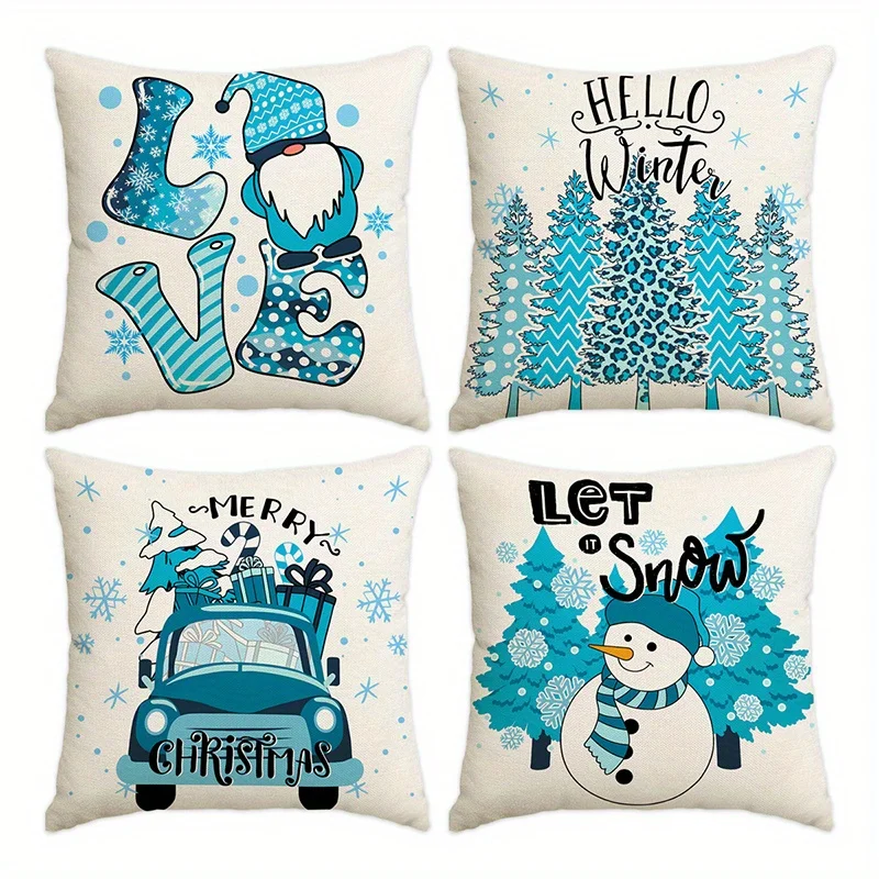 

Home Decor Winter Delights: Love, Hello, Merry Christmas Pattern Cushion Cover Suitable For Sofa Bedroom Car Pillow Cover