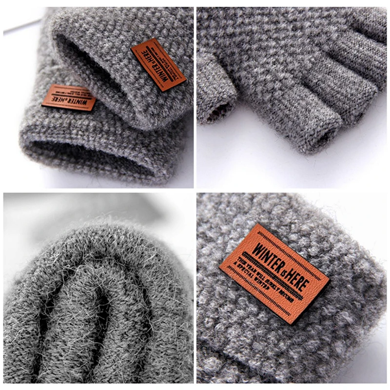 Unisex Women Winter Knitted Gloves Solid Color Elastic Men Half Finger Gloves Mittens Outdoor Touchscreen Glove Wholesale