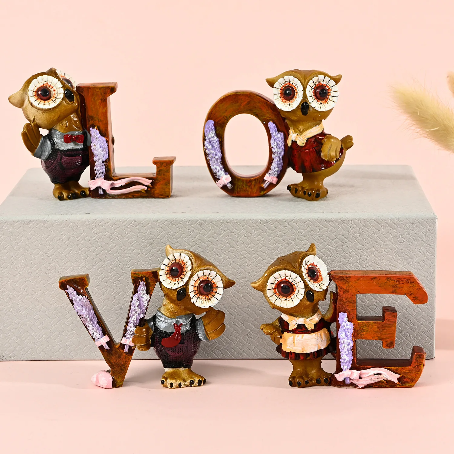 Creative Love Miniature Owl Toy Cute Animal Owl Puppet Figurines Ornaments Home Desktop Decorations Online Shop Photo Props