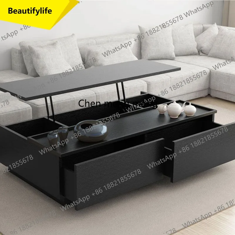 

Журнальный столик A38 в современном минималистичном стиле, роскошный квадратный комбинированный стол для чая с ящиками для хранения, деревянная мебель высокого класса