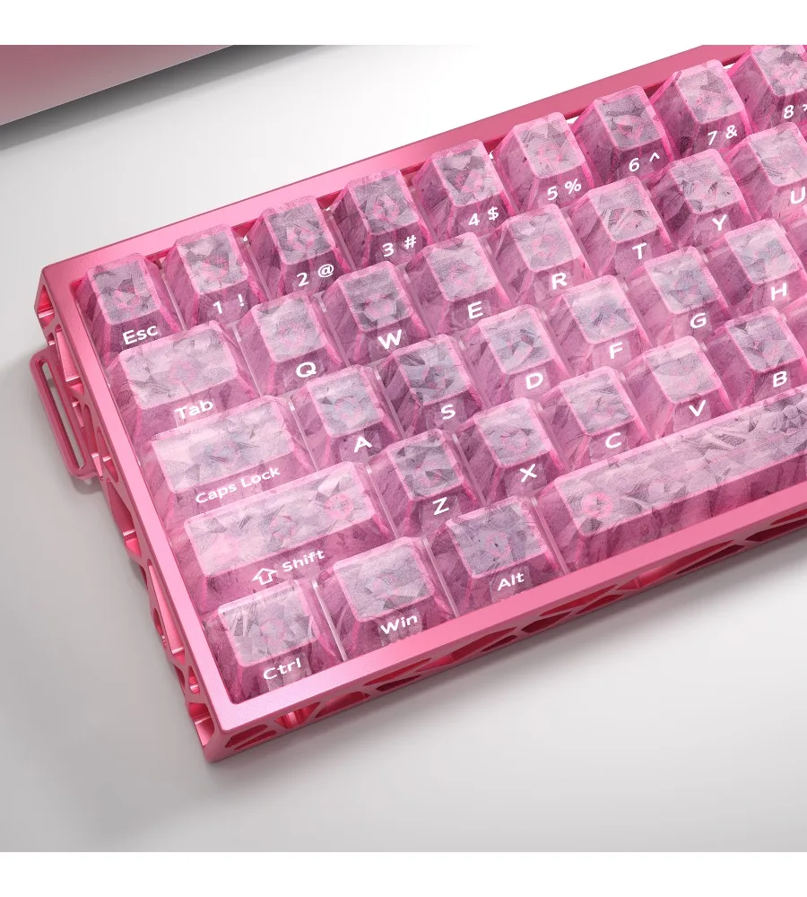 Side engraved ice carbon original magnetic axis mechanical keyboard cap woot Meijia lion pink carbon fiber pattern keycap
