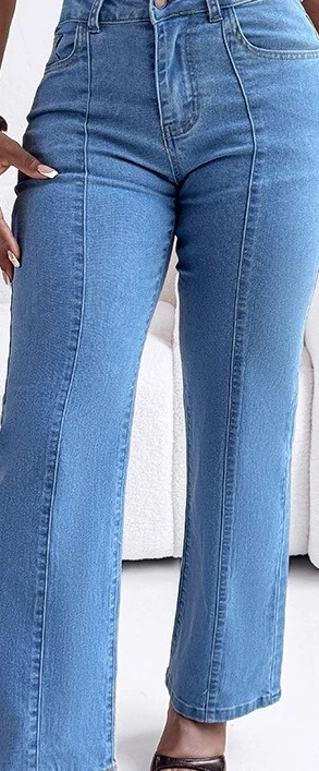 Women Spring Autumn Jeans Solid Color Button Wide Leg Pants High Waist Casual Fashion Comfortable Regular Standard Fit Trouser