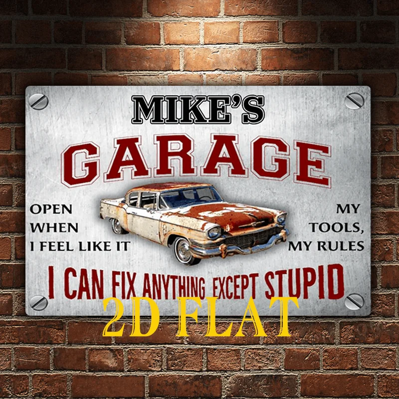 2D Flat, 1pc 12X8Inch, [Decorative Sign] 1pc Customize Your Name Personalized Auto Repair Sign| Custom Mechanic Garage Signs