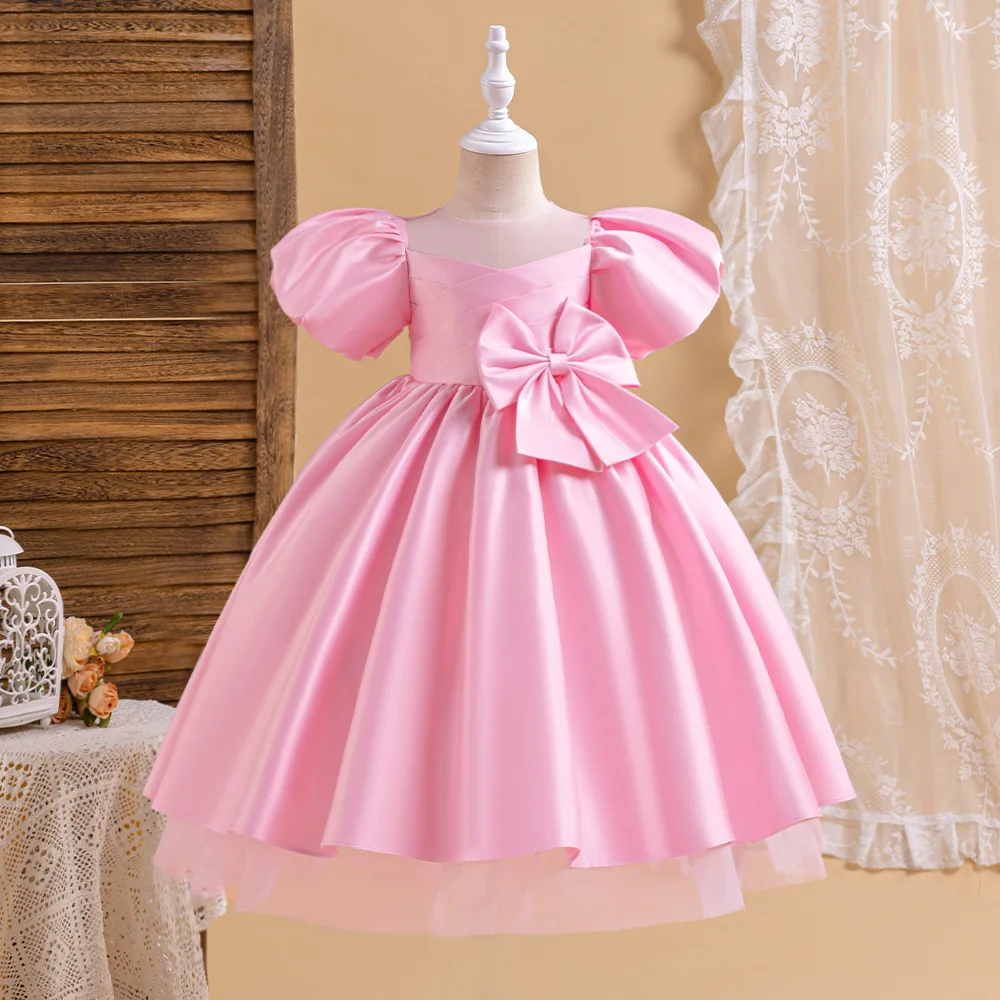 Elegant Kids Christmas Party Dresses For Girls Wedding Birthday Prom Gown Children Costume Tulle Bow Girl Summer Princess Dress