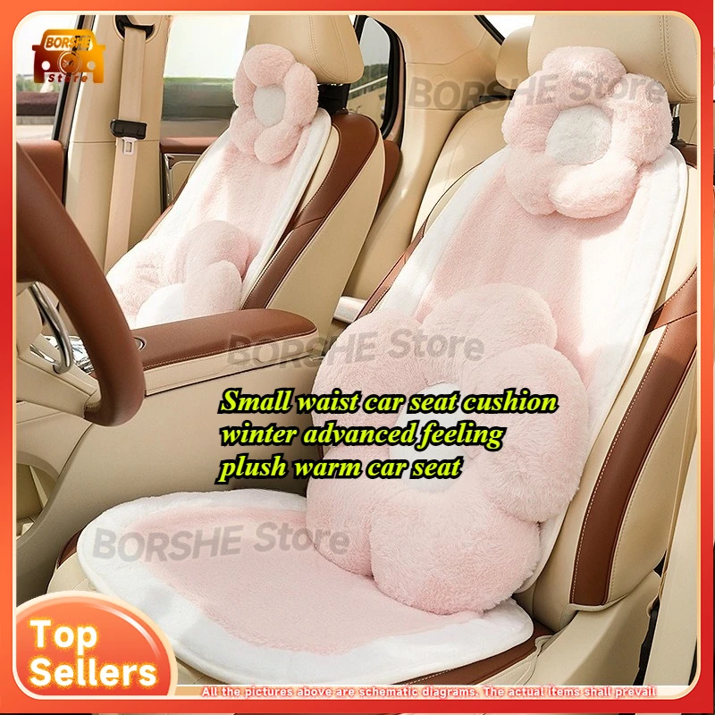 

Universal Seat CoversSlim Waist Car Seat Cushion Winter Premium Plush Warm Vehicle Seat Pad Influencer Long Hair Car Cushion