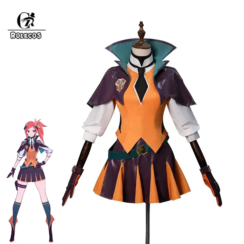

ROLECOS Game LOL Battle Academia Lux Cosplay Costume LOL Lux School Uniform Halloween Women Suit New Skin