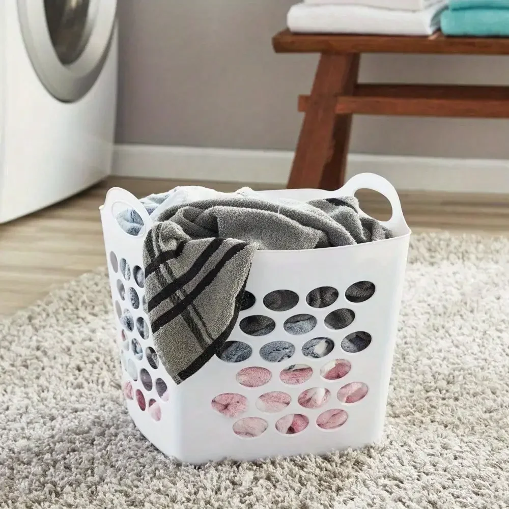 Nice Expandable 15-inch Square Laundry Basket With Two Sturdy Handles For Easy Carrying, Clean, And Suitable For Laundry Room