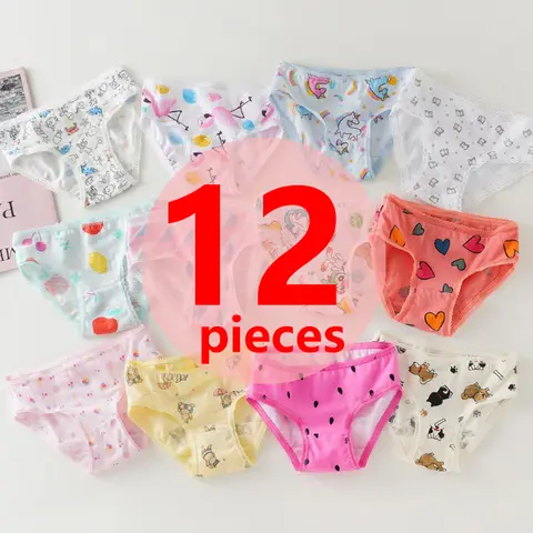 3/6/9/12 stks/partij Katoenen Slipje Meisjes Kids Korte Slips Kinderen Ondergoed Kind Cartoon Print shorts Onderbroek Kanten Slipje