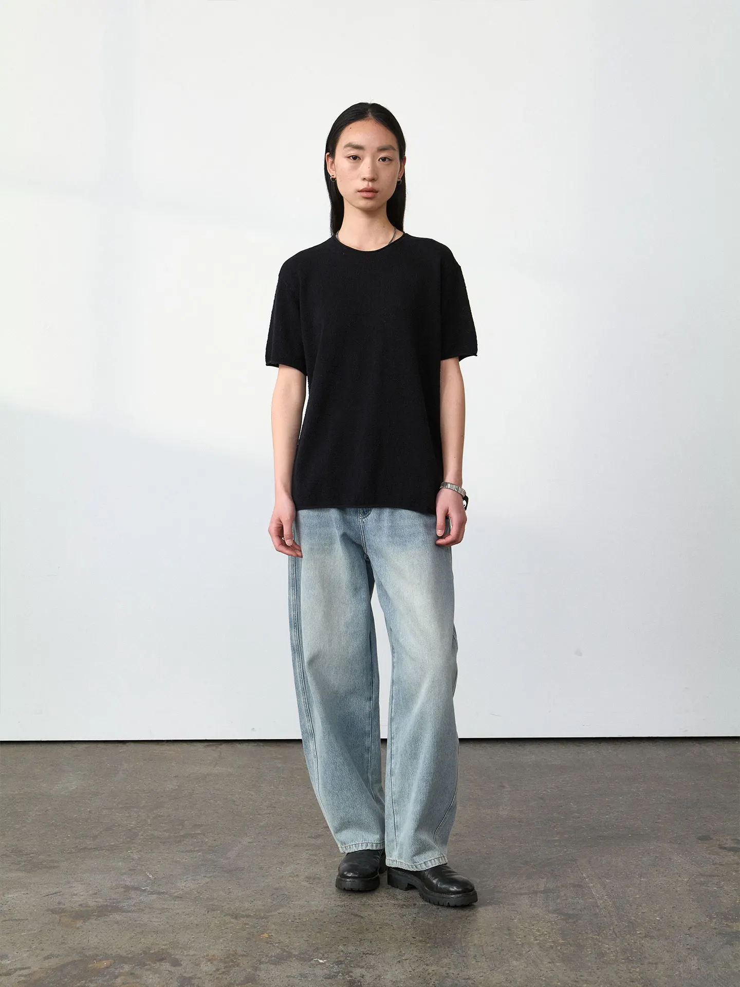 Toughsen Long Staple Cotton Artemisia Texture Knitted Short Sleeve T-Shirt Loose Fit Cool Feeling Casual Style round Neck