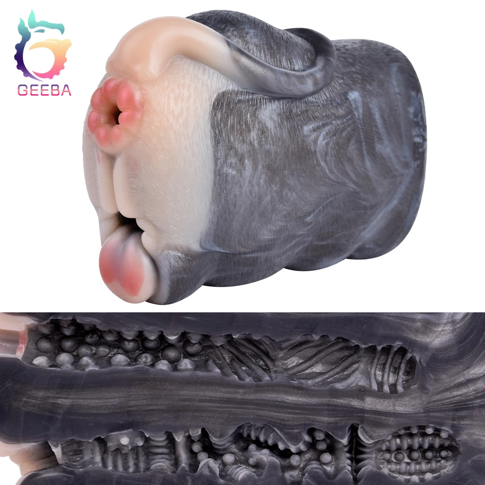 GEEBA Animal Mouse-Fantasy Men Masturbator Soft Silicone Rat Mouth Anus Pussy Stroker Realistic Vaginal Textured Adult Sex Toy