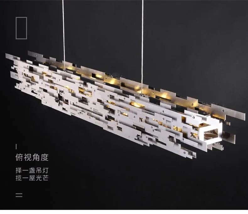 Postmodern LED Chandelier Dining Room Island Chrome