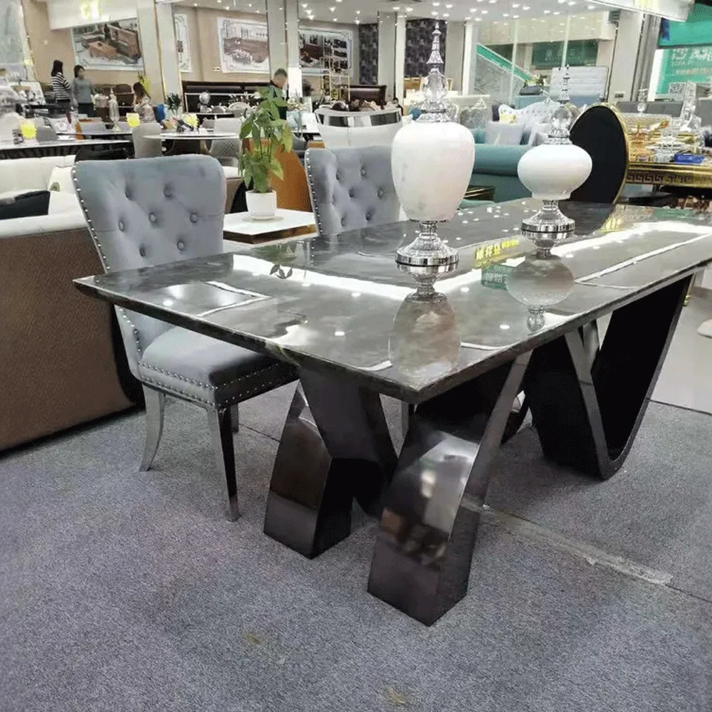 Wholesale Wedding Gold Stainless Steel Luxury Dining Table Set Dining Room Furniture