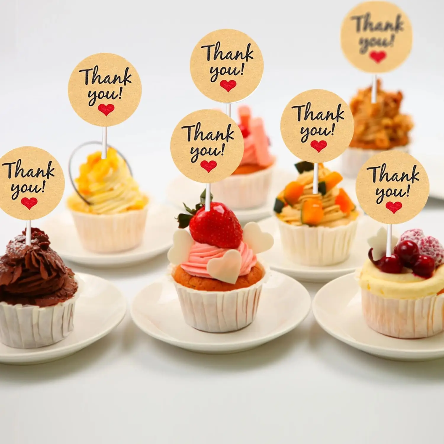 50PCS Natural Paper Kraft Thank You Sticker Labels 1 Inch Round, 500 Stickers per Roll 4