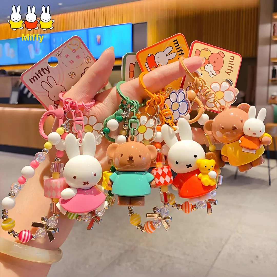 Kawaii Miffy Rabbit Keychain Doll Cutegirlish Cartoon Creative Diy Keychain Schoolbag Gift view 2