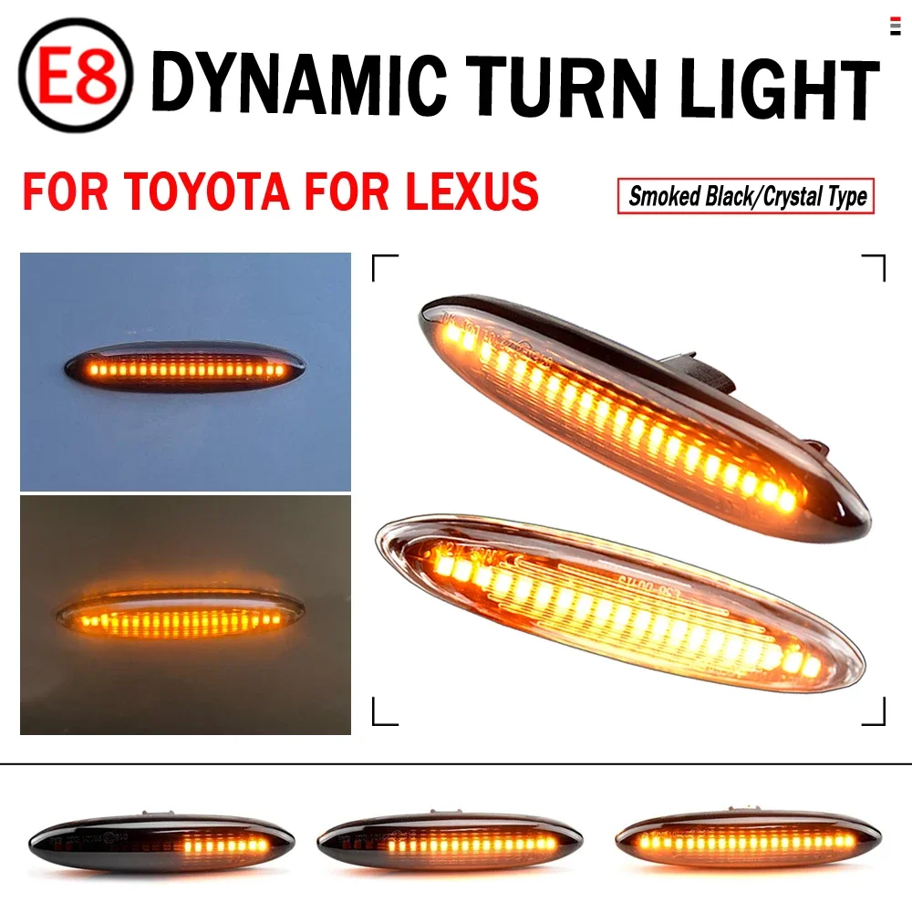 2pcs LED Flowing Turn Signal Side Marker Light For Lexus IS250 IS350 SC430 Toyota Mark X Crown UZZ40 Highlander Camry ACV40