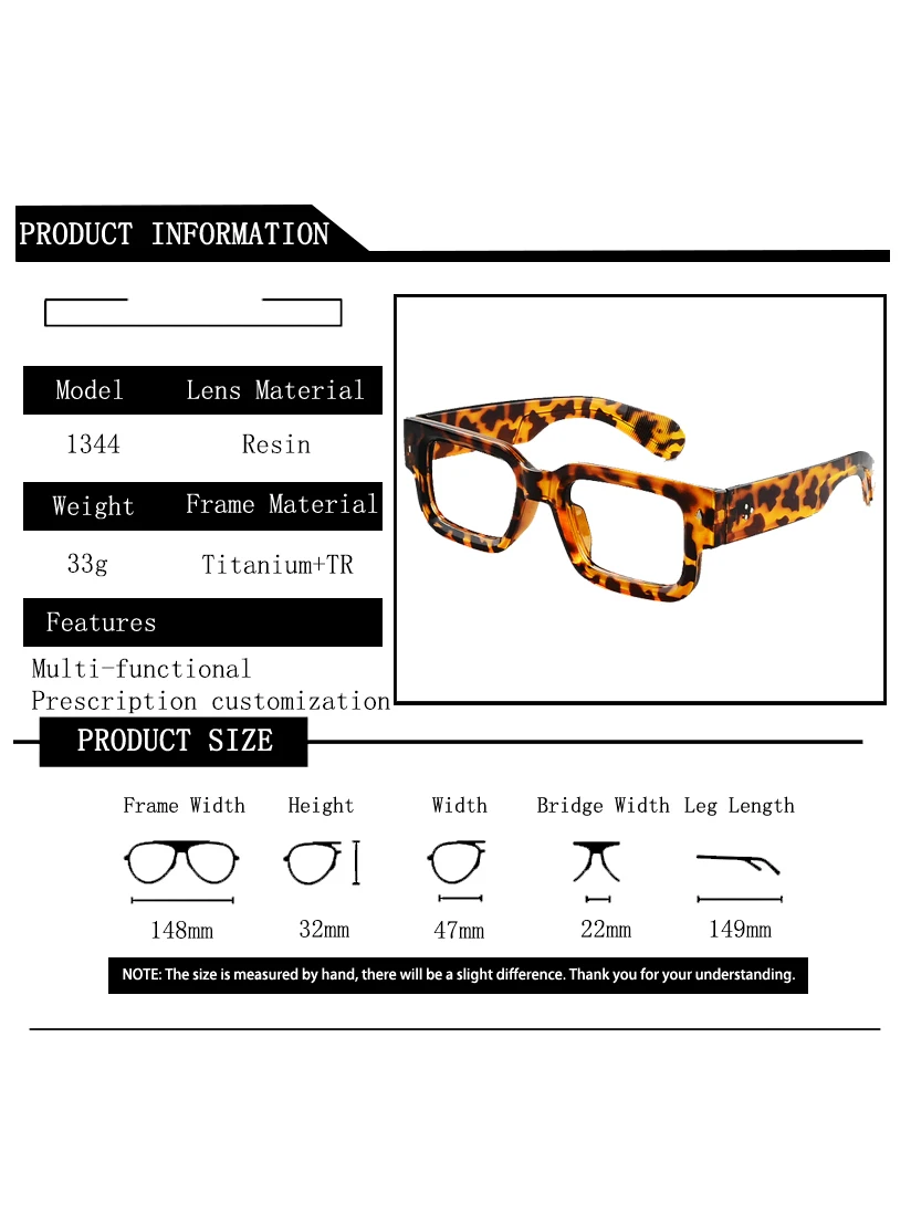 Damen Photochrome Brille Quadratischer Übergroßer Acetatrahmen Anti-Blaulicht Myopie-Korrekturbrille Maßgefertigte Herrenbrille – Detail 5