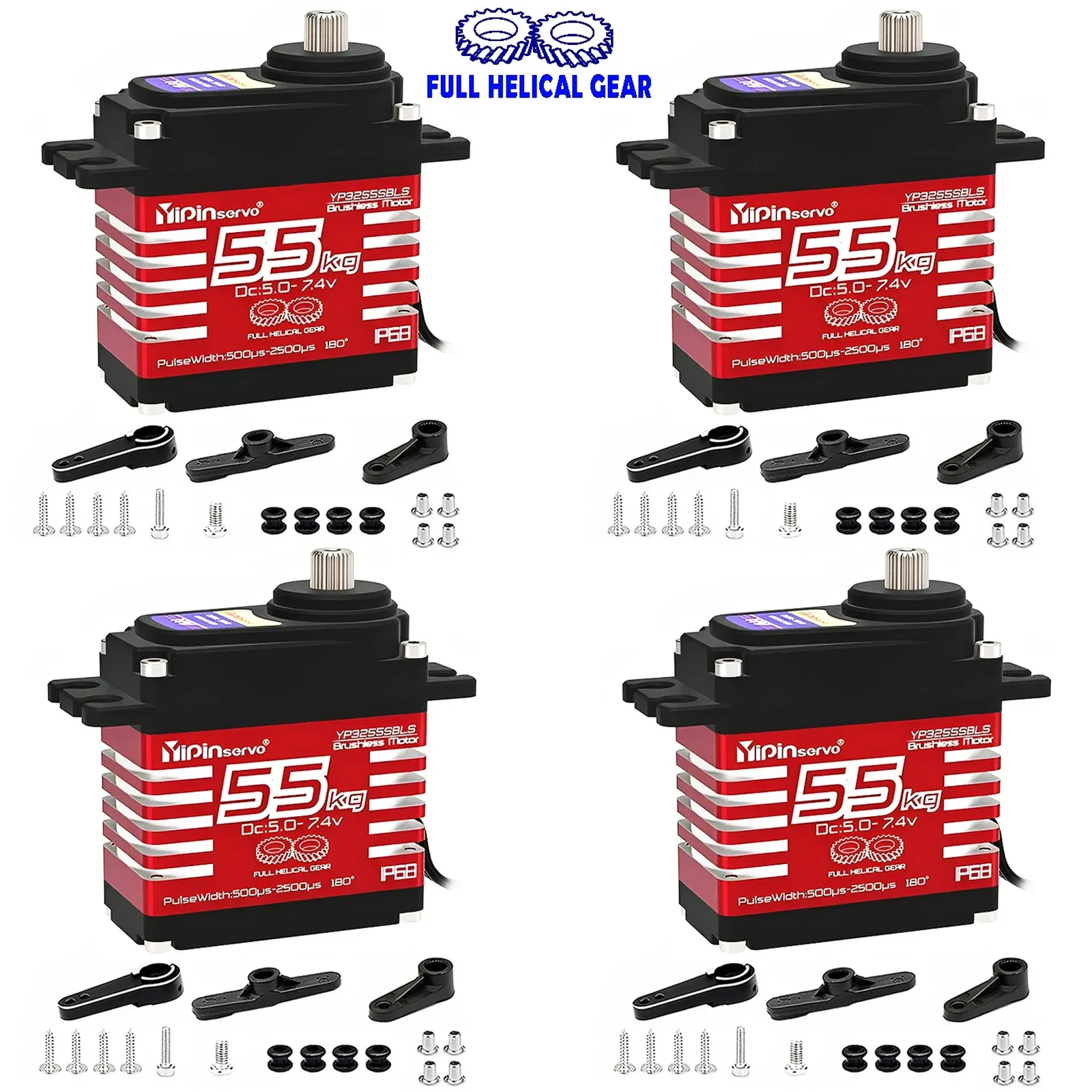 

4PC 55KG YP3255BLS Digital Servo Motor Brushless High Torque Semi-metal Angle-Controlled Ip68 for 1:8 1:10 TRX6 Scx10 RC Crawler
