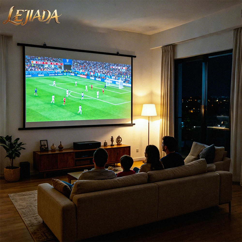 

LEJIADA 16:9 Anti-Light Increase Brightness Wall Mount Projection Screen White Grid 160° Wide Angle HD Home Theate 60/84/100Inch