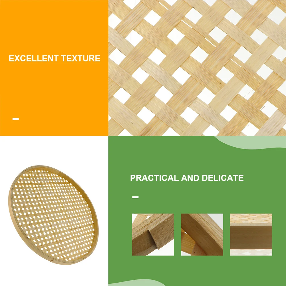 

2pcs Bamboo Dustpan Woven Fruit Basket Stackable Eco Friendly Storage Kitchen Bread Container Rural Style Household
