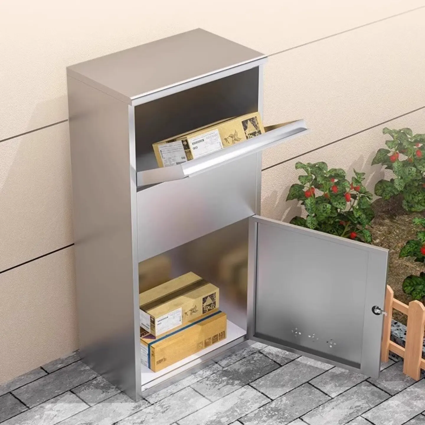 Stainless steel express cabinet, villa outdoor rainproof inbox, parcel storage cabinet at the door, private pickup box hanging